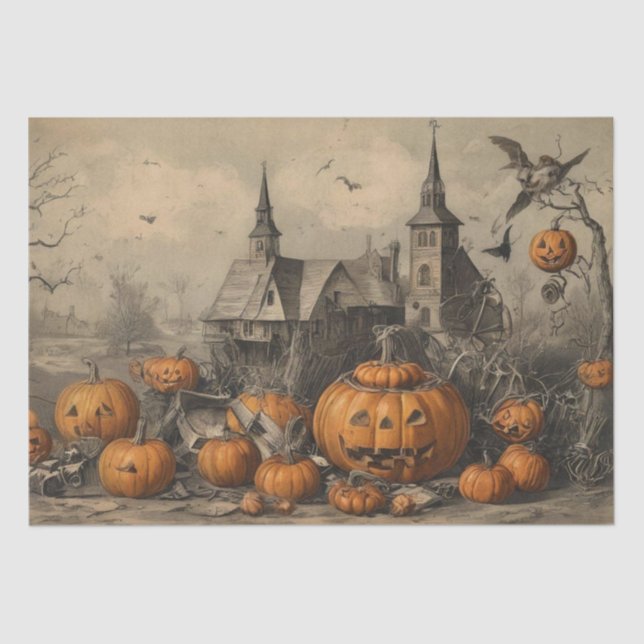 Papel De Seda Efêmeras Vintage de Halloween (Frente )