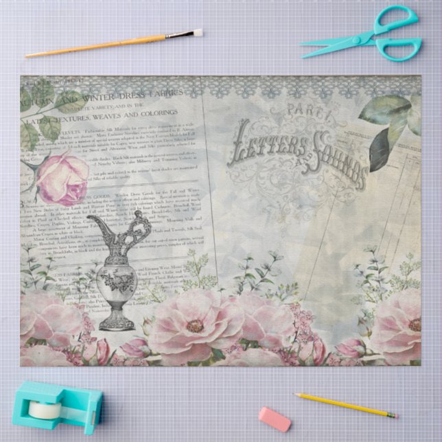 Papel De Seda Efêmeras Vintage Shabby Chic (Arte )