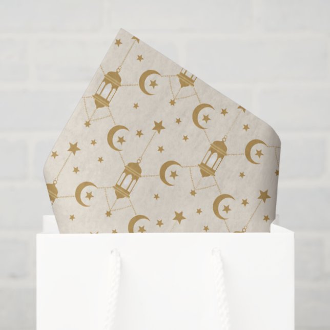 Papel De Seda  Eid or Ramadan Lanterns & Crescent Seamless  (Sacola de presentes)