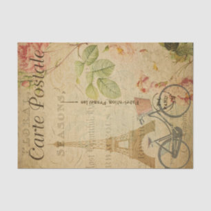 Papel De Seda Eiffel Torre Rosa Rosas Rosa Francesas Decoupage E