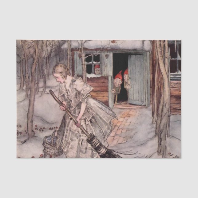 Papel De Seda “Ela Encontrou Morangos Maduros” de Arthur Rackham (Frente )