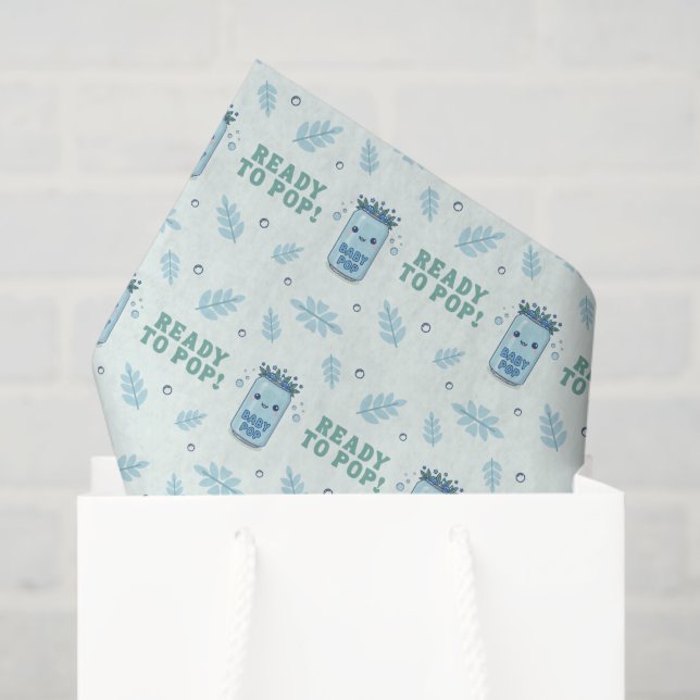 Papel De Seda Ela Está Pronta Para Estourar Azul Boho Kawaii Ref (Sacola de presentes)