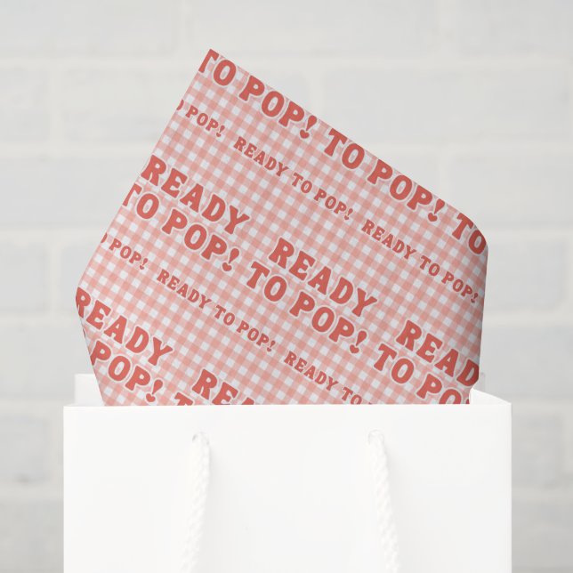 Papel De Seda Ela Está Pronta Para Parir Chuveiro de Bebê Vermel (Sacola de presentes)