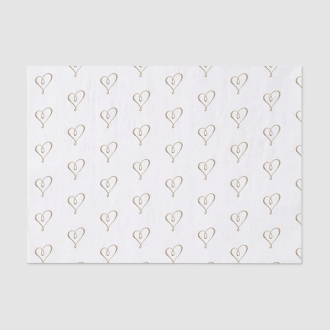 Papel De Seda Elaborado Casamento Elegante De Coração Dourado (Frente )