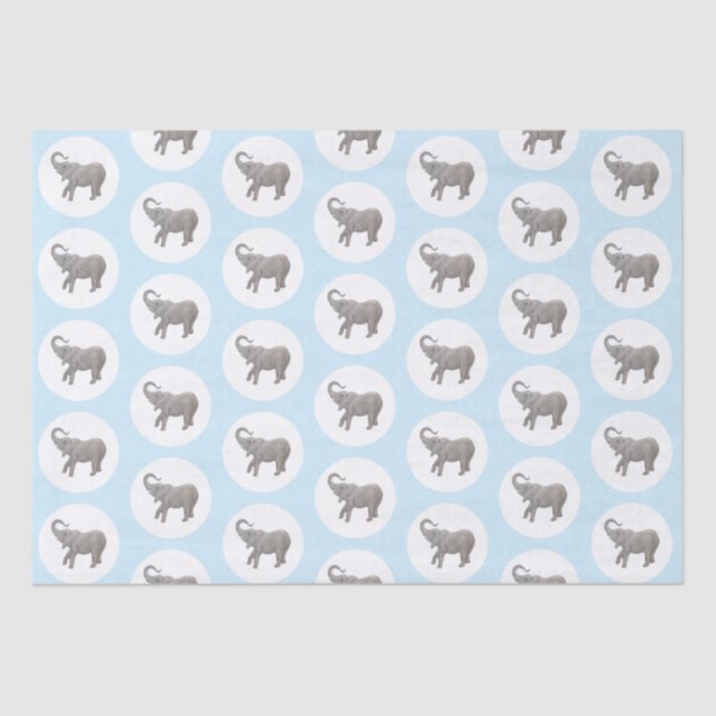 Papel De Seda Elefante Bebê Azul (Frente )