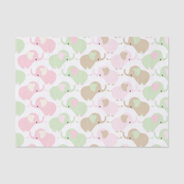 Papel De Seda Elefante bonito neutro do bebê do género (Frente )