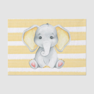 Papel De Seda Elefante De Aquarela Com Chá de fraldas De Stripe 