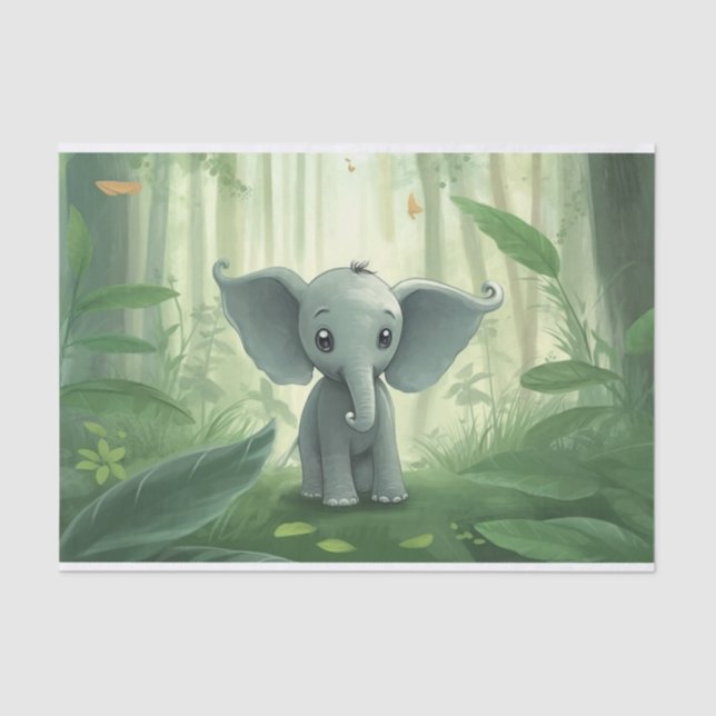 Papel De Seda Elefante de Corte Curta amante a selva (Frente )
