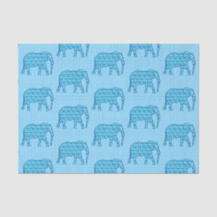 Papel De Seda Elefante de Flor de Lotus, Turquesa e Branco