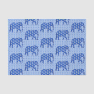 Papel De Seda Elefante de Paisley, Azul de Cobalto e Branco