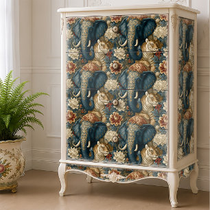 Papel De Seda Elefante Indiano Tigre Botânico Decoupage de Selva