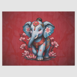 Papel De Seda Elefante majestoso no estilo tradicional japonês.