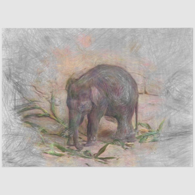 Papel De Seda elefante para bebês de animais artísticos (Frente )