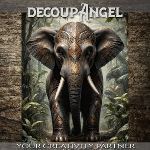 Papel De Seda Elefante Tribal - Decoupage -