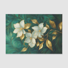 Papel De Seda Elegância de Gardênia Dourada, Flores Formais