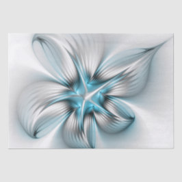 Papel De Seda Elegância Floral Moderna Abstrato Azul Arte Fracta