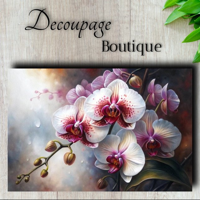 Papel De Seda Elegância Orquídea Decoupage Floral (Orchid Elegance Decoupage Tissue Paper)