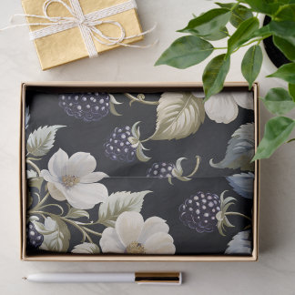 Papel De Seda Elegância Real Amora-Preta e Flores