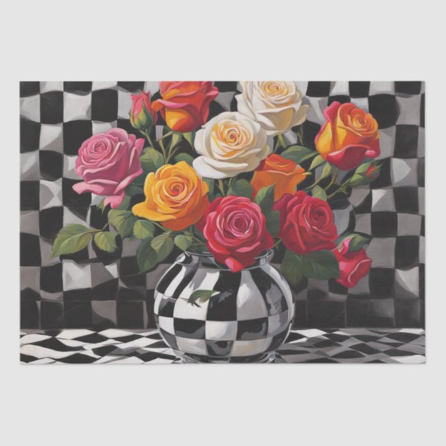 Papel De Seda Elegância: Rose Bouquet em uma Decoupage do Harleq (Frente )