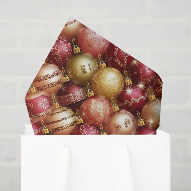 Papel De Seda Elegant Christmas Tree Baubles Decorations Holiday (Sacola de presentes)