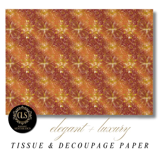 Papel De Seda Elegant Copper Gold Florals Luxe Aesthetics (Criador carregado)