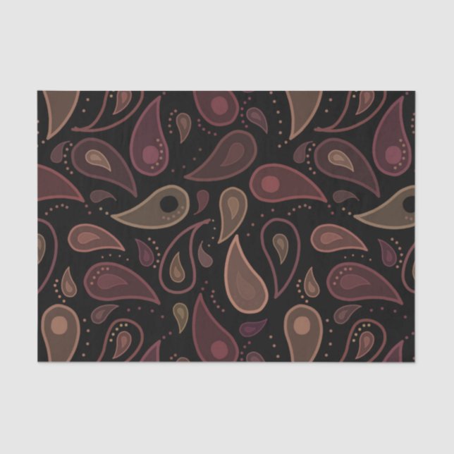 Papel De Seda Elegant Dark Modern Paisley Pattern (Frente )