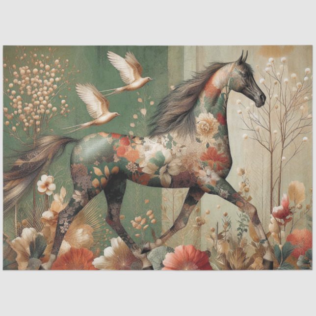 Papel De Seda Elegant Equine, Horse, Decoupage, Tissue Paper (Frente )