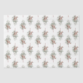 Papel De Seda Elegant Evergreen Branches Scandi Tissue Paper