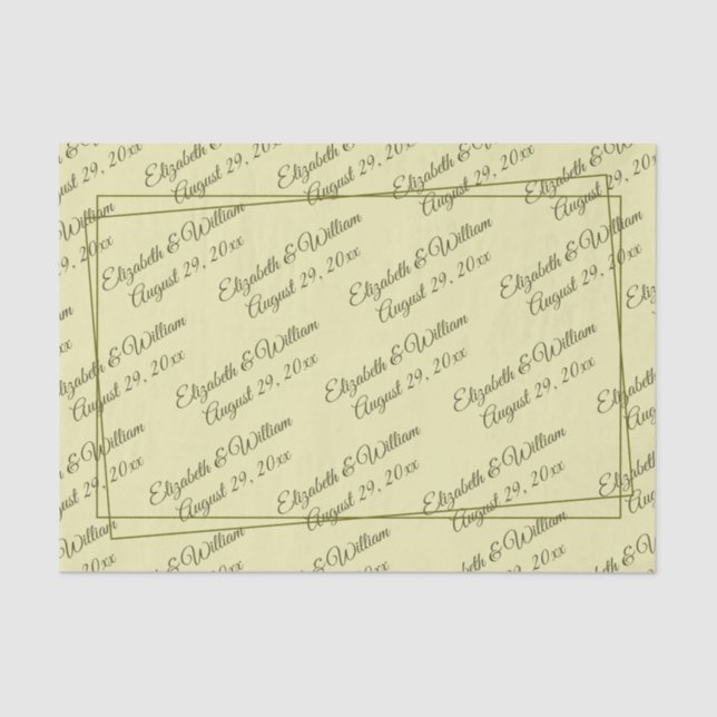 Papel De Seda Elegant Frame on Celestial Yellow Monogram Wedding (Frente )