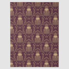 Papel De Seda Elegant Gold Nutcracker Christmas Damask
