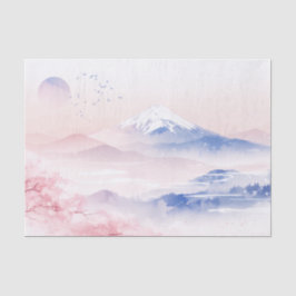 Papel De Seda Elegant Mt. Fuji & Cherry Blossoms Japanese Art
