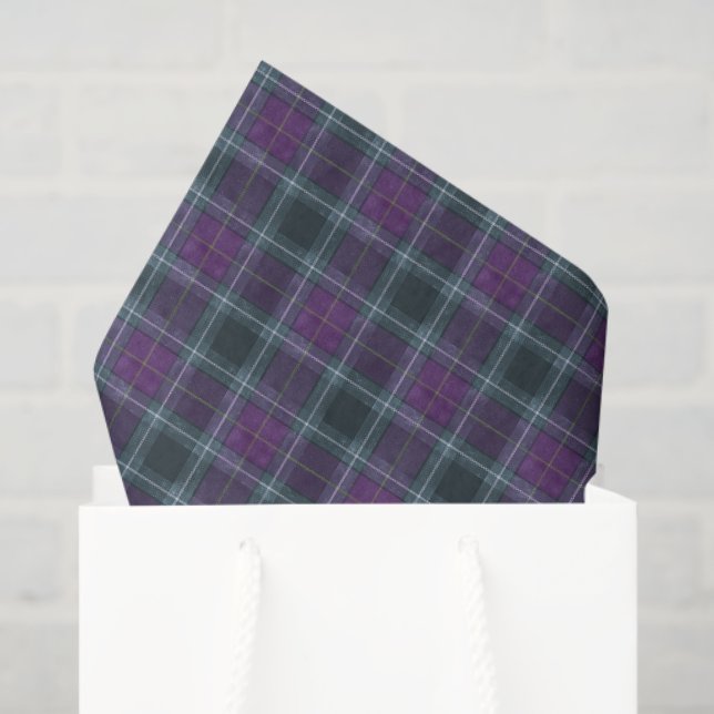 Papel De Seda Elegant Purple Teal Plaid (Sacola de presentes)