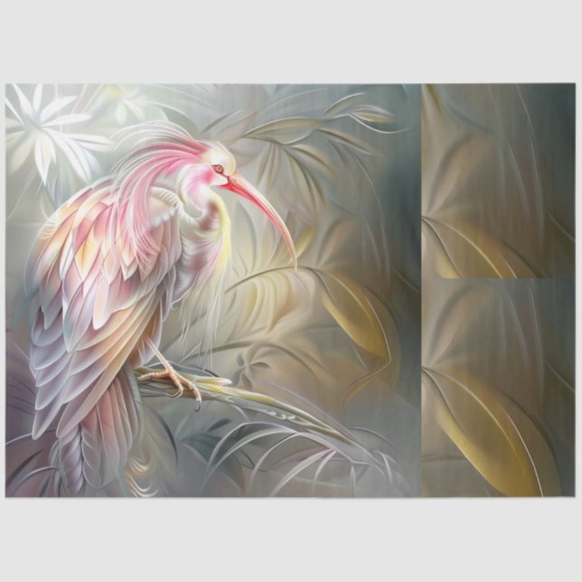 Papel De Seda Elegant Safari Birds Floral Ephemera Decoupage  (Frente )