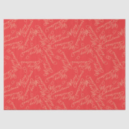 Papel De Seda Elegant Script Merry Christmas Pattern/ Red & Gold