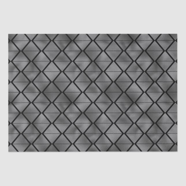 Papel De Seda Elegant Silver Diamond Illusion  Art Deco Pattern (Frente )