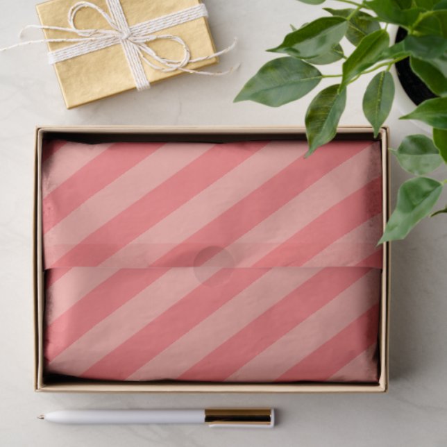 Papel De Seda Elegant Strawberry Pink Striped Pattern (Presente)