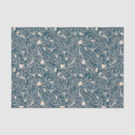 Papel De Seda Elegant Teal Botanical Swirl Seamless Pattern