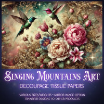 Elegant Vintage Floral Hummingbird Decoupage