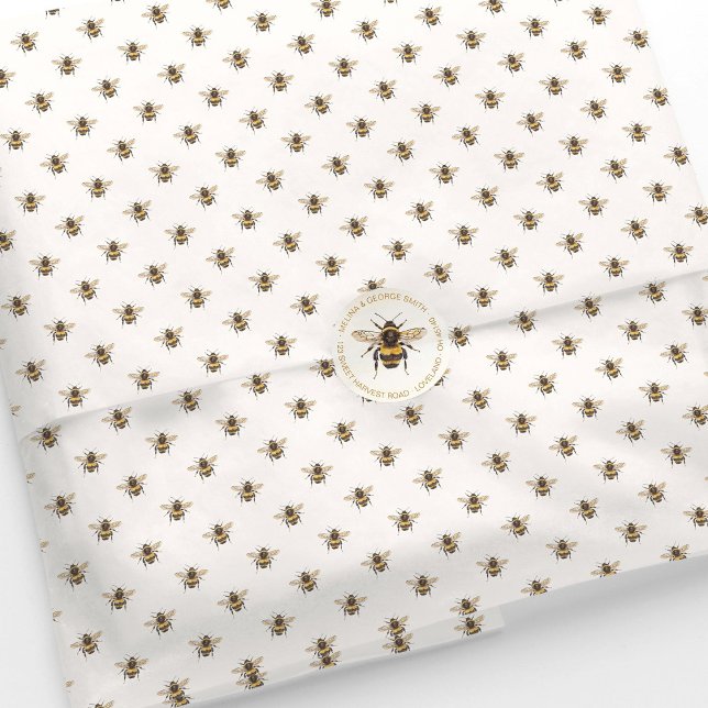 Papel De Seda Elegant Watercolor Bumblebee Pattern (Watercolor bumblebee tissue paper. Bee gift wrap, business packaging.)