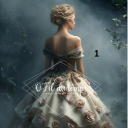 Papel De Seda Elegant Woman in Opulent Ball Gown