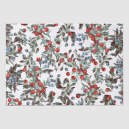 Papel De Seda Elegante Aquarela Festiva Vermelha Azul Berries Br