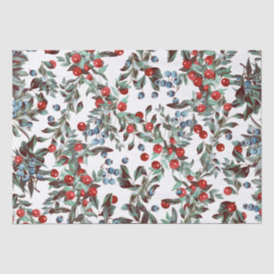 Papel De Seda Elegante Aquarela Festiva Vermelha Azul Berries Br