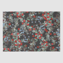 Papel De Seda Elegante Aquarela Festiva Vermelha Azul Berries Pr