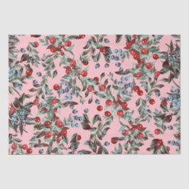 Papel De Seda Elegante Aquarela Festiva Vermelha Azul Berries Ro