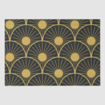 Elegante Art Deco Dourado padrão solar em preto