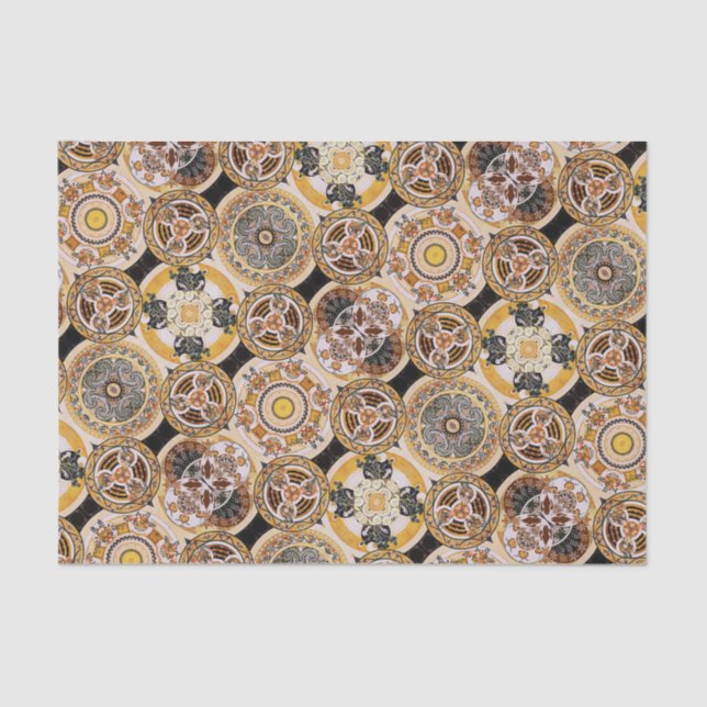 Papel De Seda Elegante Arte Decorativa Nouveau Dourado Padrão Br (Frente )