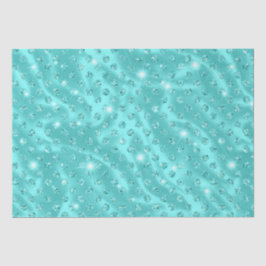 Papel De Seda Elegante Azul Água Brilhante com Pontos Metálicos