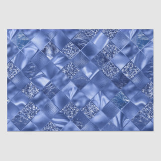 Papel De Seda Elegante Azul Padrão de Treliça de Diamante Brilh