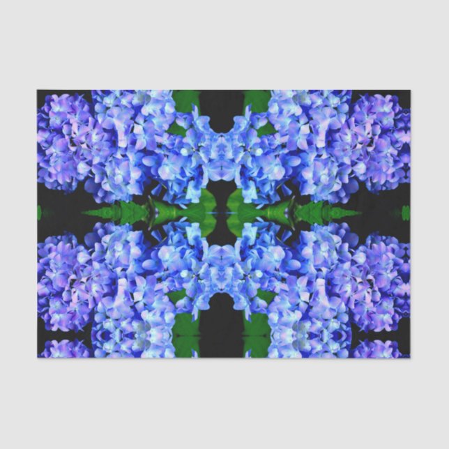 Papel De Seda Elegante azul-púrpura magenta hidrangea floral (Frente )