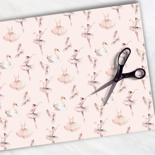 Papel De Seda Elegante Ballerina Pink Watercolor Balé (Criador carregado)